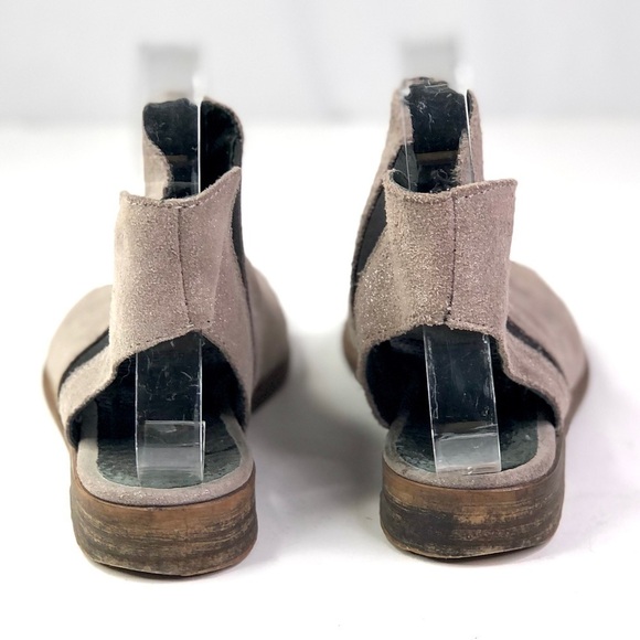 Musse & Cloud peep-toe booties grey suede silver metallic open heel flats 6 - Picture 4 of 13